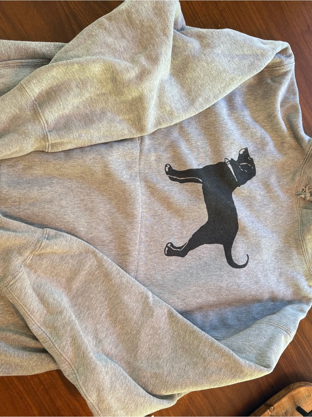 The Black Dog Gray Hoodie with Black Cat Graphic